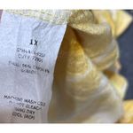 Green Envelope Knit Top Size 1X Yellow White Tie Dye Stretch Photo 4