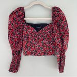 ZARA  Floral Puff Sleeve Sweetheart Crop Top Small Photo 0