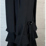 Leslie Fay Vintage Womens size 12 black tiered ruffle rhinestone bow dress Photo 5