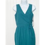 1. State  Women's Twill Sleeveless V-Neck Wrap Front Jumpsuit Emerald Green Size 0 Photo 15