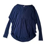 Free People  Navy Blue Leo Henley Top Photo 1