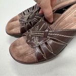 Clarks  Brown Leather Wedge Platform Clog Wedge Shoes Womens 7 Y2K Slip On Photo 4