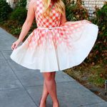 LC Lauren Conrad  Plaid Gingham Pleated Fit Flare Sleeveless Dress 6 Open Back Photo 7