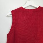 American Vintage Vintage Red Cable Knit Cotton Sleeveless Sweater Vest L Photo 6