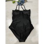 Black One Piece Swimsuit Ruched Tummy Control Spaghetti Strap XL Black Photo 5