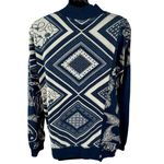 BDG Urban Outfitters Pierre Mock Neck Slouchy Top Blue & White Women’s XS BOHO Photo 6