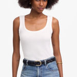 Madewell  Regenerative Cotton Ribbed Scoopneck Tank Top Womens White XL NWT Photo 0