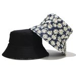 None Reversible bucket hat daisies print/solid black. NWOT Photo 1