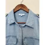 Blue Island  Romper Shortalls Women's Chambray Button Up Sleeves M Resort Beach‎ Photo 1