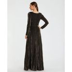 Mac Duggal  NWT Long Sleeve Faux Wrap A-Line Gown in Black Gold Size 4 Photo 2