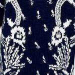 Jennifer Reed Sweater Womens Small Navy Blue White Floral Knitted by Hand Boho Photo 5