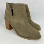 Urban Outfitters Maude Suede Ankle Boots Block Heel Bootie size 7 Tan Taupe Photo 12
