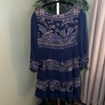 Free People My Love Long Sleeve Mini Dress in Indigo Blue Size Small Photo 9