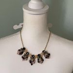 Loft Ann Taylor Art Deco Statement Necklace With Leopard Print And Gemstones Photo 7