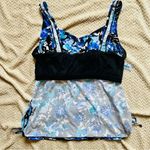 Aquabelle Floral Bue, Purple, and Black Women’s Swim Tankini Top Blue Size 24 Photo 5