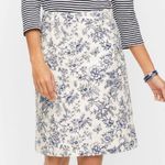 Talbots Skirt Womens Size 4P Bird Toile Print Denim A-Line Stretch Floral Skirt Photo 0