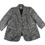 Peter Nygard  Women's Jacket Size 16 Black & Silver Polka Dot Holiday‎ Sparkle Photo 3