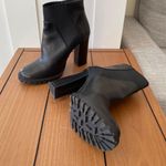 ZARA Basic Women's Black Leather Lug Sole Ankle Boots Size 36 Photo 1