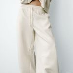 ZARA Nwt Cream Wide Leg Baggy Tracksuit Pants Joggers Photo 0