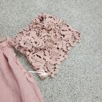 Umgee  Womens Top Medium Pink Lace‎ Trim Off the Shoulder Halter Tie Neck Photo 10