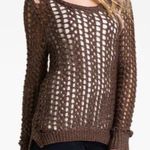 Lucky Brand  Brown Open Knit Crochet Sweater Photo 0