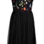 Vissavi Vintage Y2K 8 Tulle Illusion Mesh Dress Embroidered Floral Semi Formal Black Photo 0