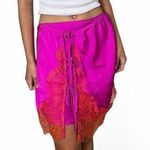 Free People Pink and orange silky lace tie waist mini skirt #festivalvibes Photo 0