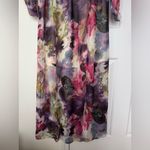 Pink Blush Floral Watercolor Midi Maxi Dress with Long Sleeves Maternity Size M Photo 2