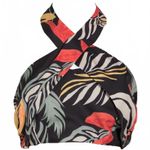 Lulus Tropical Vibes Black Tropical Print Backless Halter Crop Top NWT XS Photo 2