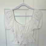 Bershka NWT  White Puff Sleeve Tie Front Peasant Top MEDIUM Photo 4