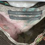 Anthropologie Brown Floral Tropical Linen Blend Tie Front Top Photo 1