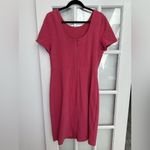 Boden Dark Dusty Rose Ribbed Midi Dress Short Sleeve Scoop Neck Size 14 R US Pink Photo 4