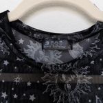 Y2K Womens Sheer Top Size S Black Mesh Celestial Print Witchy Whimsigoth Photo 2