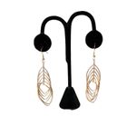 Gold Tone Layered Leaf Dangle Earrings Sparkle Glitter Glamorous Feminine New Photo 1