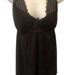 Cacique Baby Doll Camisole Sz. 22/24 Underwire Black Back Hook Closure Sheer Photo 0