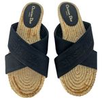 Christian Dior Canvas Embroidered Granville Espadrille Crisscross Flat Sandals Photo 5