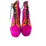 Jeffrey Campbell  Lita Lace Up Platform Boots size 7 Pink Orange Photo 1