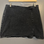 Wild Fable Skirt Womens 14 Black Denim Mini Pencil Raw Hem Zip Back Stretch Photo 0