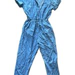 Sincerely Jules  Women's Large Blue Chambray Jumpsuit Button Collared Photo 1