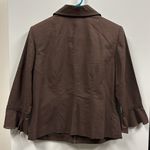 Oscar de la Renta Linen Brown 3 Quarter Bell Sleeve Hook Front Top Jacket Size 8 Photo 12