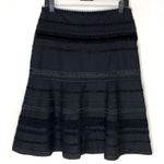 Tibi  black wool appliqué fit and flare skirt Sz 4 Photo 0