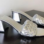 Marc Fisher Nahea Metallic Braided Leather Block Heel Slip On Sandals Photo 5