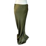 Cult Gaia Chantel Skirt in Cedar Green Large New Womens Satin Long Maxi Photo 8