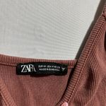 ZARA Drawstring Ruched Halter Tank Top Women's M Cotton Stretch Sleeveless Photo 2