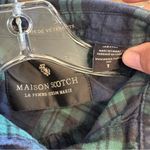 Scotch & Soda Maison  Green Plaid Grid Shirt Dress Leather Stars Patch Button S Photo 4