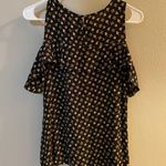 Loft Floral Ruffle Cold Shoulder Black Short Sleeve Shirt Photo 1