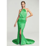 Retrofete Satin Crystal Margot Gown in Green XSmall New. Long Maxi Dress Size XS Photo 10