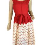 VINTAGE 1960'S KIM KORY ORIGINALS RED & CREAM ZIG ZAG PATTERN SHEATH DRESS (S) Photo 0
