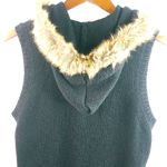 Relativity  L Hoodie Wool Blend Toggle Fur Trim Knit Vest Photo 1