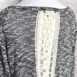 YA Los Angeles Heather Gray Crochet Trim Lightweight Sweater Top Size Large Boho Photo 10